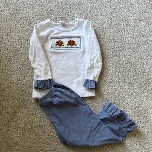 Thanksgiving Two Piece Toddler set Smocked- Southern Sunshine Size 24 Months